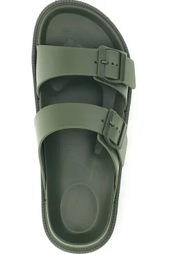 Ciabatte verde militare con doppia fibbia 2t2l 72593