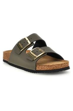 Ciabatte verdi con doppia fascia regolabile Made in Italy in vera pelle Superga S31T823