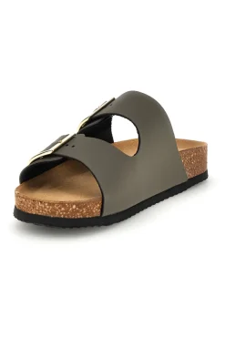 Ciabatte verdi con doppia fascia regolabile Made in Italy in vera pelle Superga S31T823