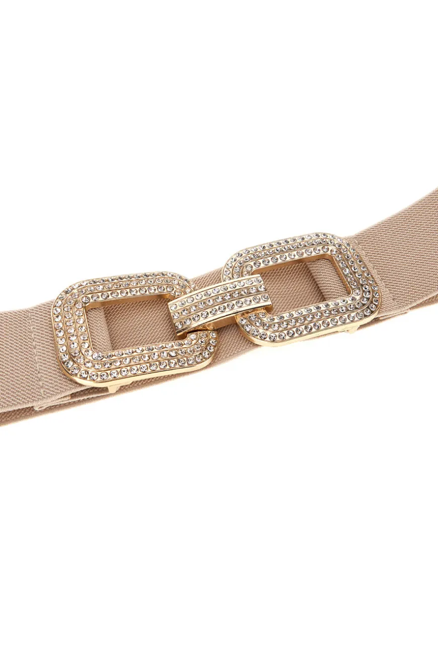 Cintura beige elastica con fibbia gioiello First lady WIS Queen