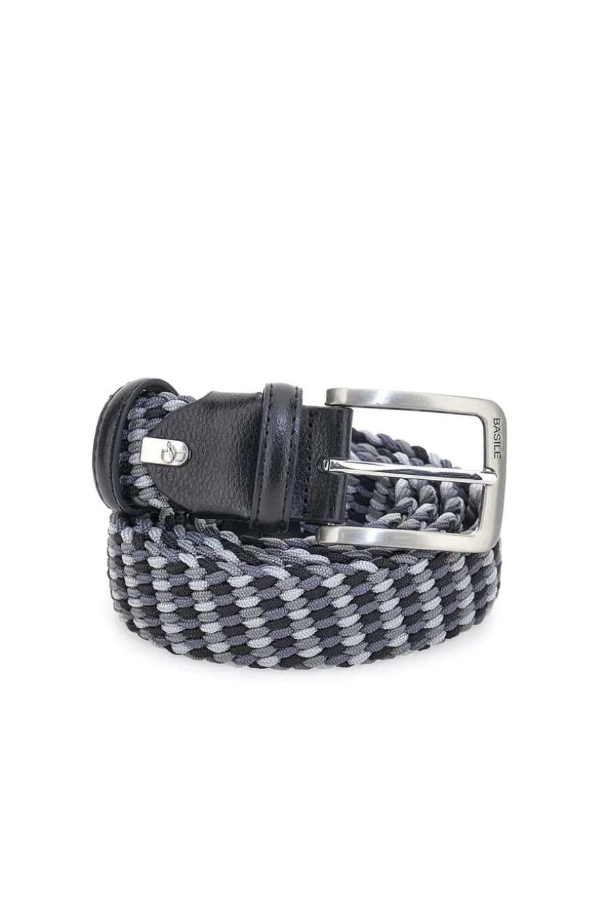 Cintura intrecciata nera e grigia elastica taglia unica Basile BA1346/ELASTICO
