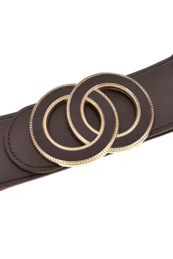 Cintura marrone elastica con fibbia circolare First lady WIS O