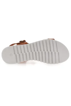 Cognacfarbene Sandalen, hergestellt in Italien, Plocadi 001