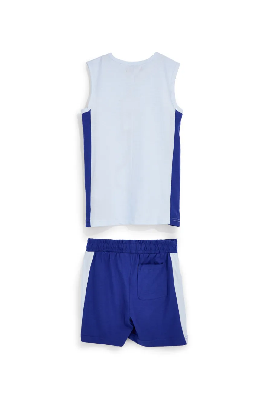 Completo canotta + pantaloni blu e azzurro Pitt kids Pt-b-se-9034