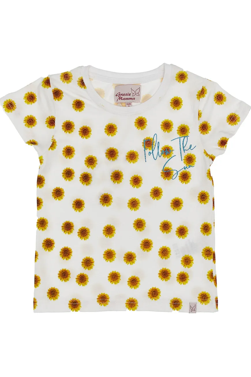 Completo T-shirt e Pantaloncini Grazie Mamma 03049 Bianco e Blu