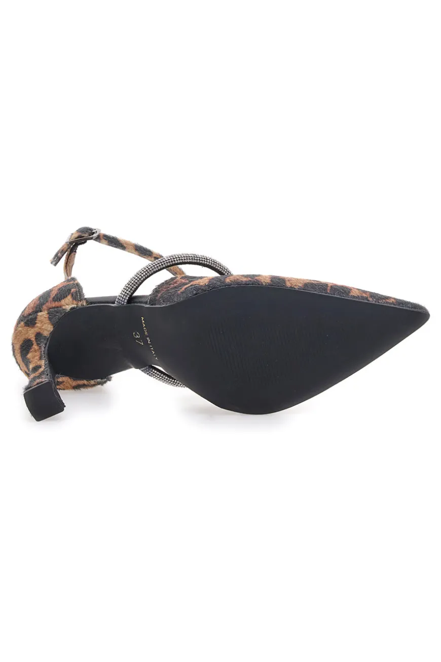 Décolleté animalier con cinturini e tacco a rocchetto Pittarello love 7092