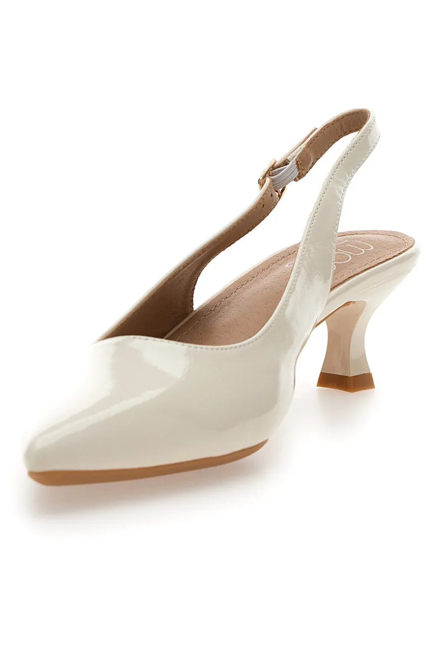 Décolleté Beige chiaro vernice slingback tacco medio Mon dieu FDS246C