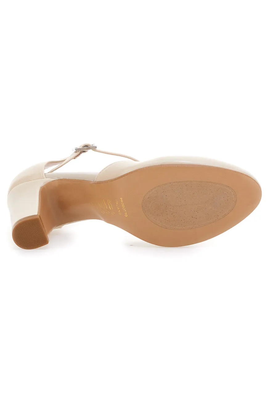 Décolleté Beige con Cinturino alla Caviglia Made in Italy PITTARELLO GLAM 2561