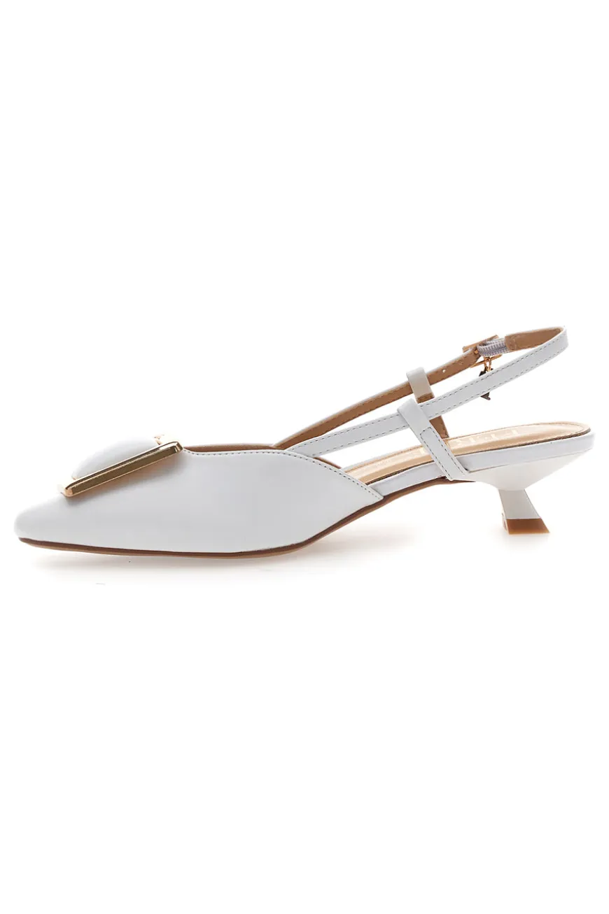 Décolleté Bianche Con Cinturino e Tacco Ferre F212