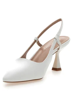 Décolleté bianche slingback con tacco First lady P653
