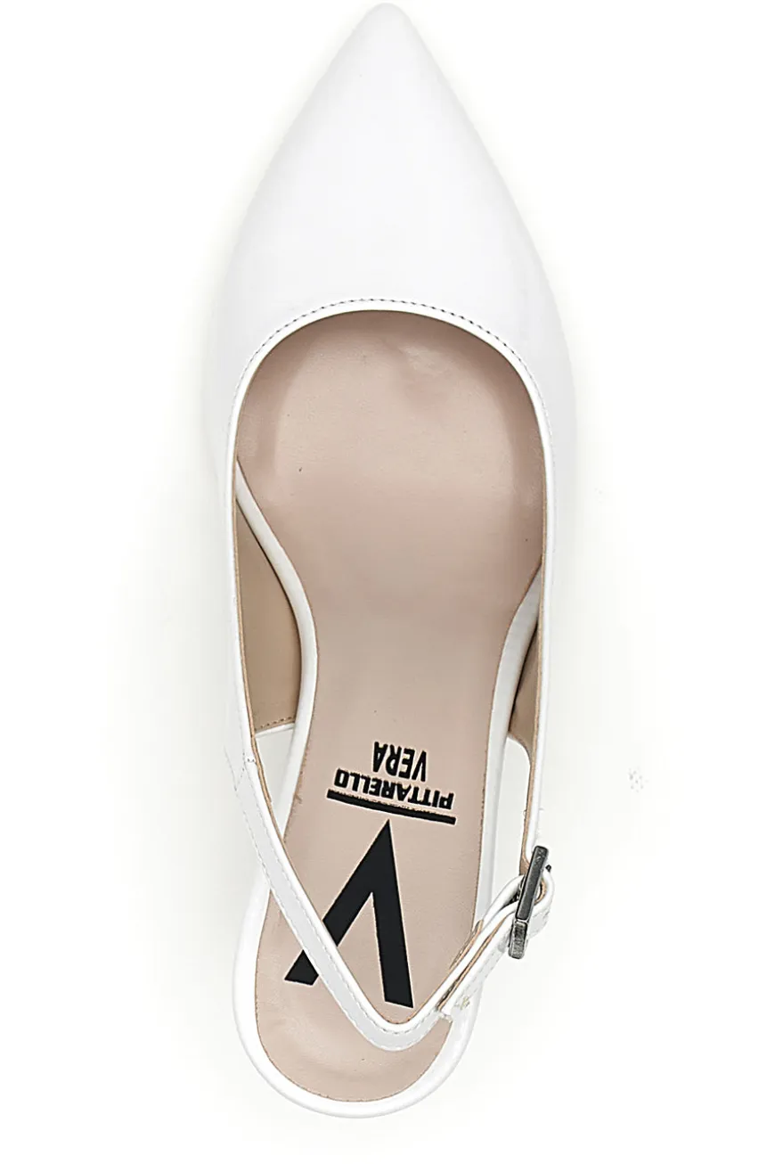 Décolleté bianche slingback Made in Italy Pittarello 4371