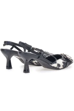 Décolleté Bianco e Nero slingback tacco medio Mon dieu APY22