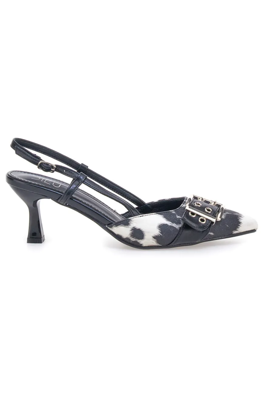 Décolleté Bianco e Nero slingback tacco medio Mon dieu APY22