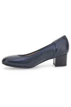 Décolleté blu in vera pelle con tacco basso Prima riga 11720LIDY