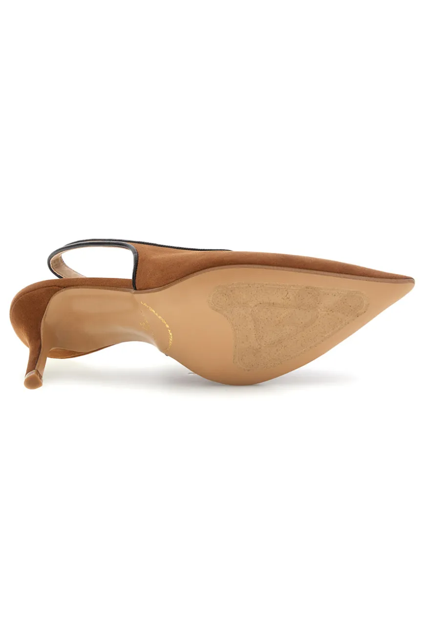Décolleté color cuoio con cinturino slingback Lavorazione artigianale Made in Italy Francesca gritti P0701
