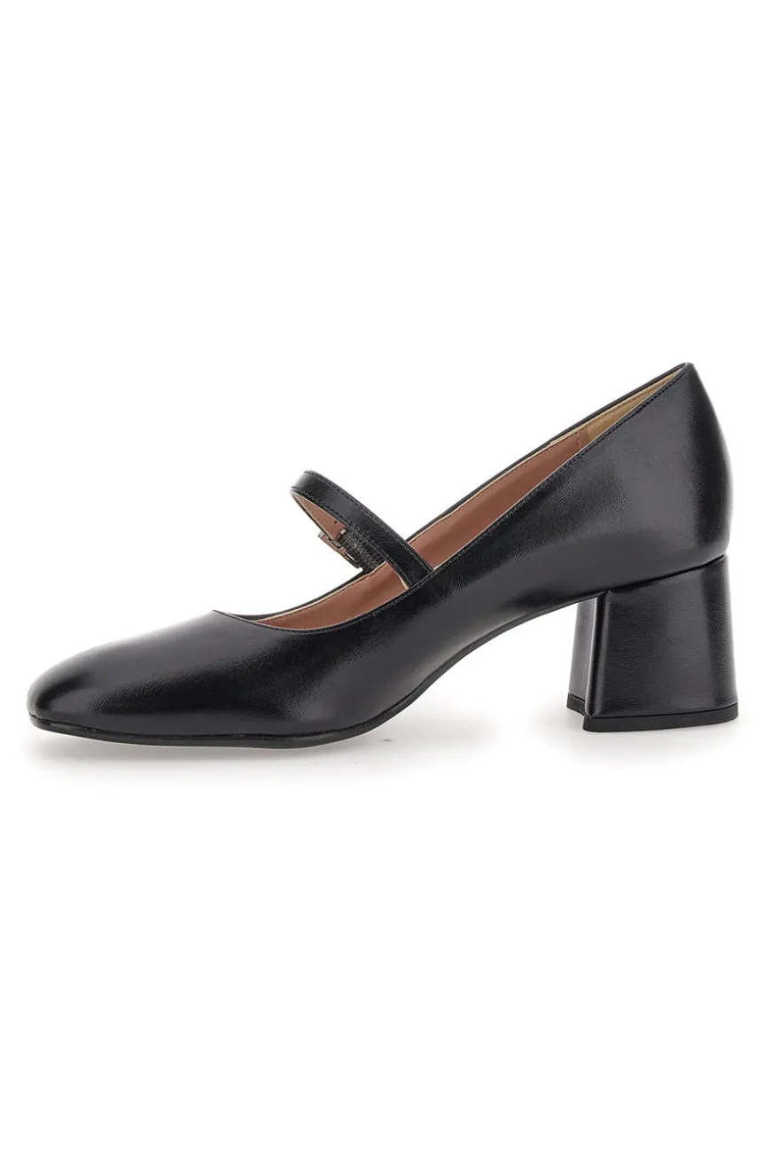 Décolleté Mary Jane Nere Tacco 5 cm Made In Italy Pittarello Class 710