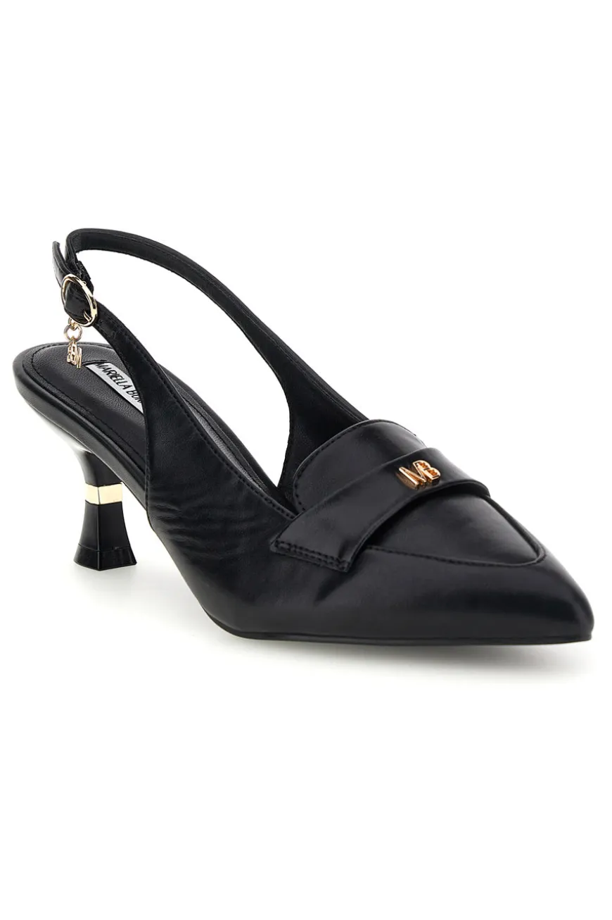 Décolleté nere con cinturino slingback e morsetto decorativo Mariella Burani 51101C1563