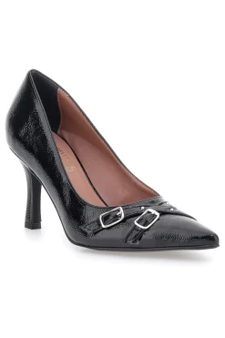 Décolleté nere con punta affusolata, fibbie e borchie Pittarello glam 3843