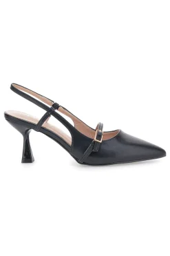 Décolleté nere slingback con cinturino First lady P652
