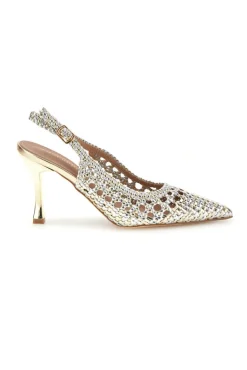 Décolleté oro e argento con strass e cinturino First lady P660