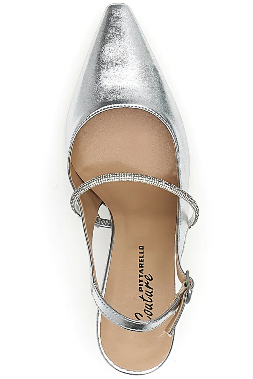 Décolleté Slingback Argento Made In Italy PITTARELLO Couture 8309