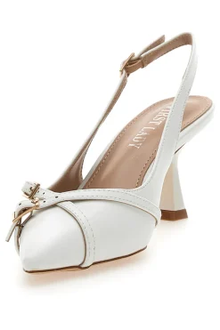 Décolleté Slingback Bianche con Cinturini Decorativi FIRST LADY P531
