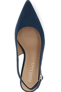 Décolleté slingback blu in tessuto effetto soft touch First lady P671