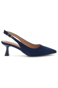 Décolleté slingback blu in tessuto effetto soft touch First lady P671