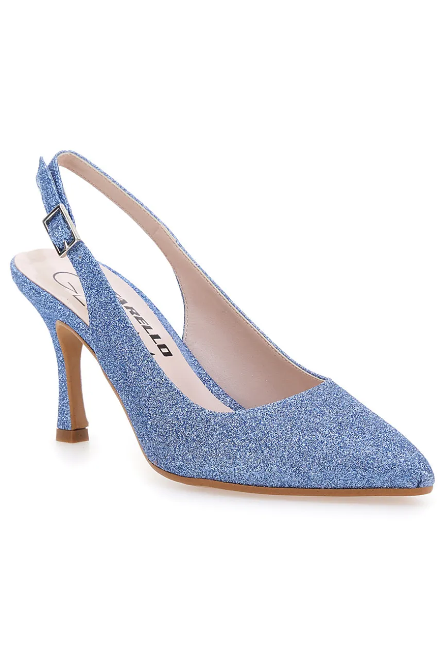 Décolleté Slingback Celesti con Brillantini PITTARELLO CLASS 5171