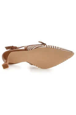 Décolleté Slingback marrone con cinturino e tacco medio First lady P666
