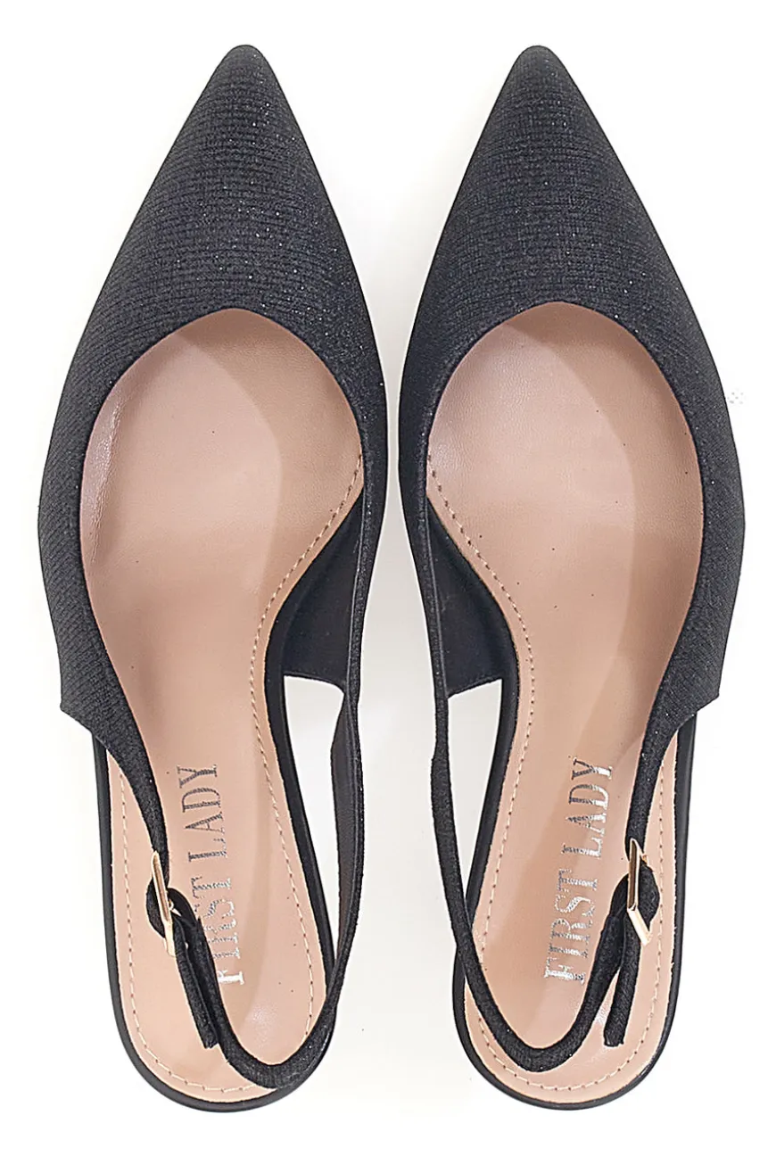 Décolleté Slingback Nere a Punta FIRST LADY P529