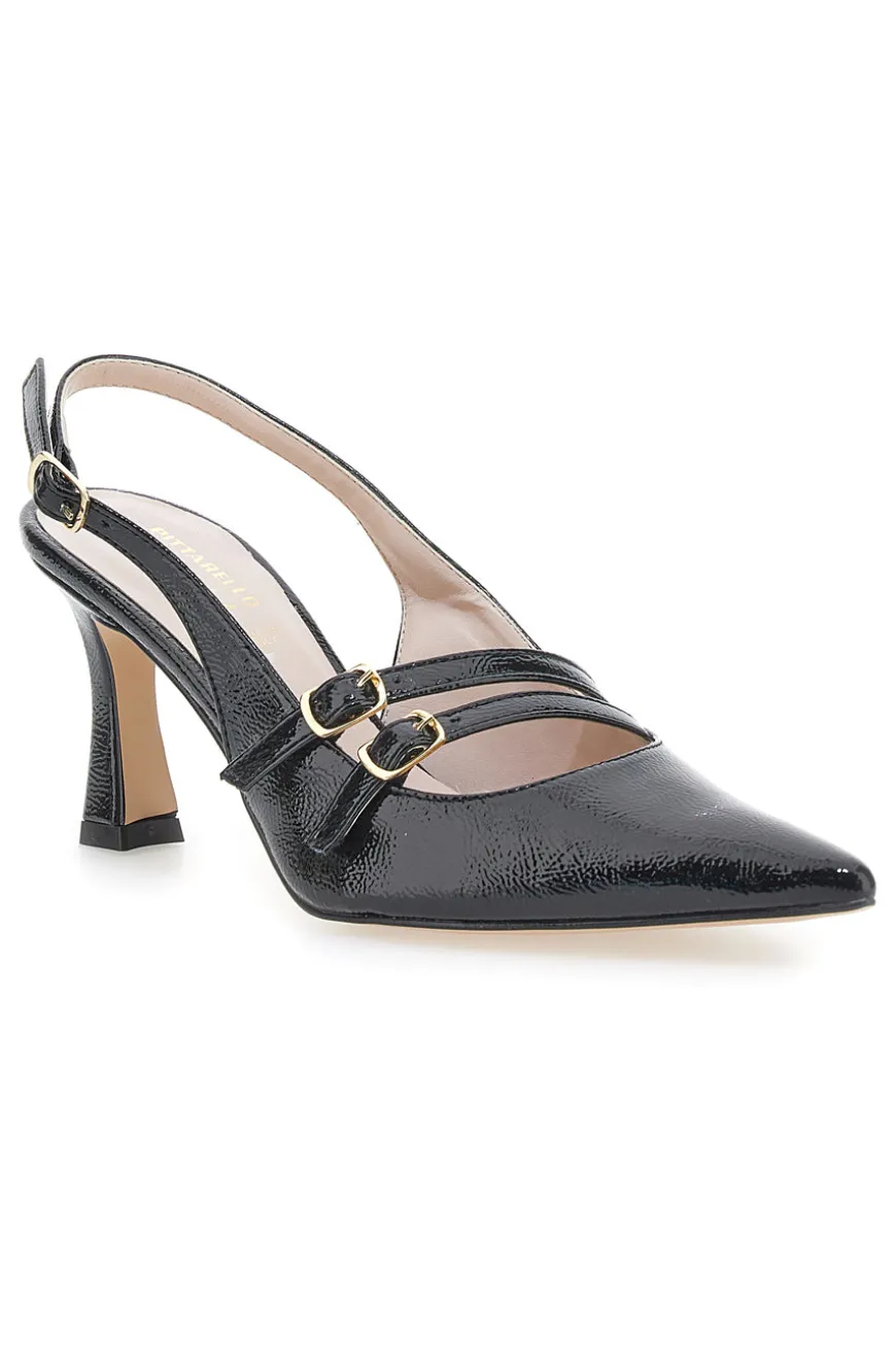 Décolleté Slingback Nere a Punta Effetto Vernice PITTARELLO GLAM 3591