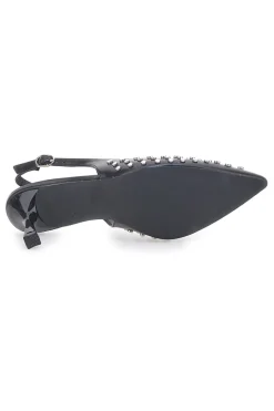 Décolleté Sling-back Nere Con Borchie First Lady P591