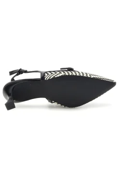Décolleté Slingback nere con cinturino e tacco medio First lady P666