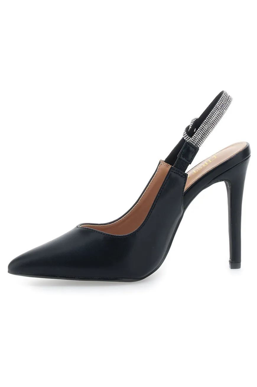 Décolleté Slingback Nere con Tacco Alto FIRST LADY P528