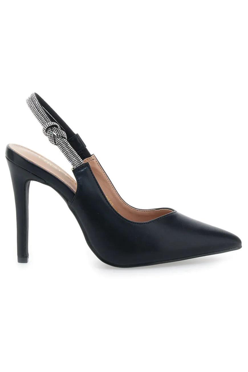 Décolleté Slingback Nere con Tacco Alto FIRST LADY P528