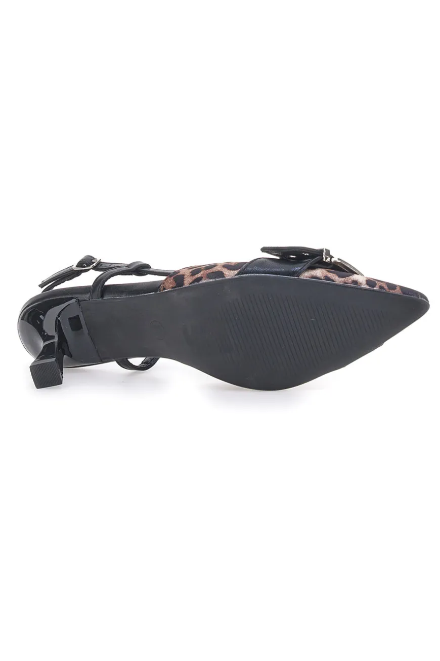 Décolleté Slingback Nere Leopardate a Punta LE HAVRE PARIS APY22