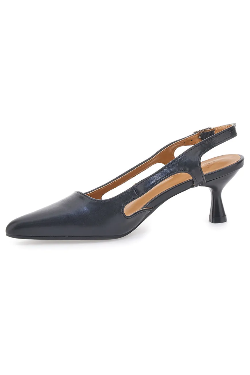 Décolleté slingback neri a punta con tacco Le Havre Paris AP25S10E