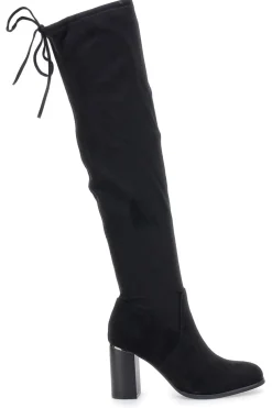 Energy I37224 Schwarze Overknee-Stiefel mit Blockabsatz und Schnürung hinten