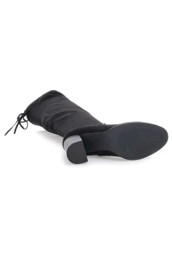 Energy I37224 Schwarze Overknee-Stiefel mit Blockabsatz und Schnürung hinten