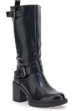 Energy I358 Schwarze Stiefel mit Blockabsatz und Schnalle
