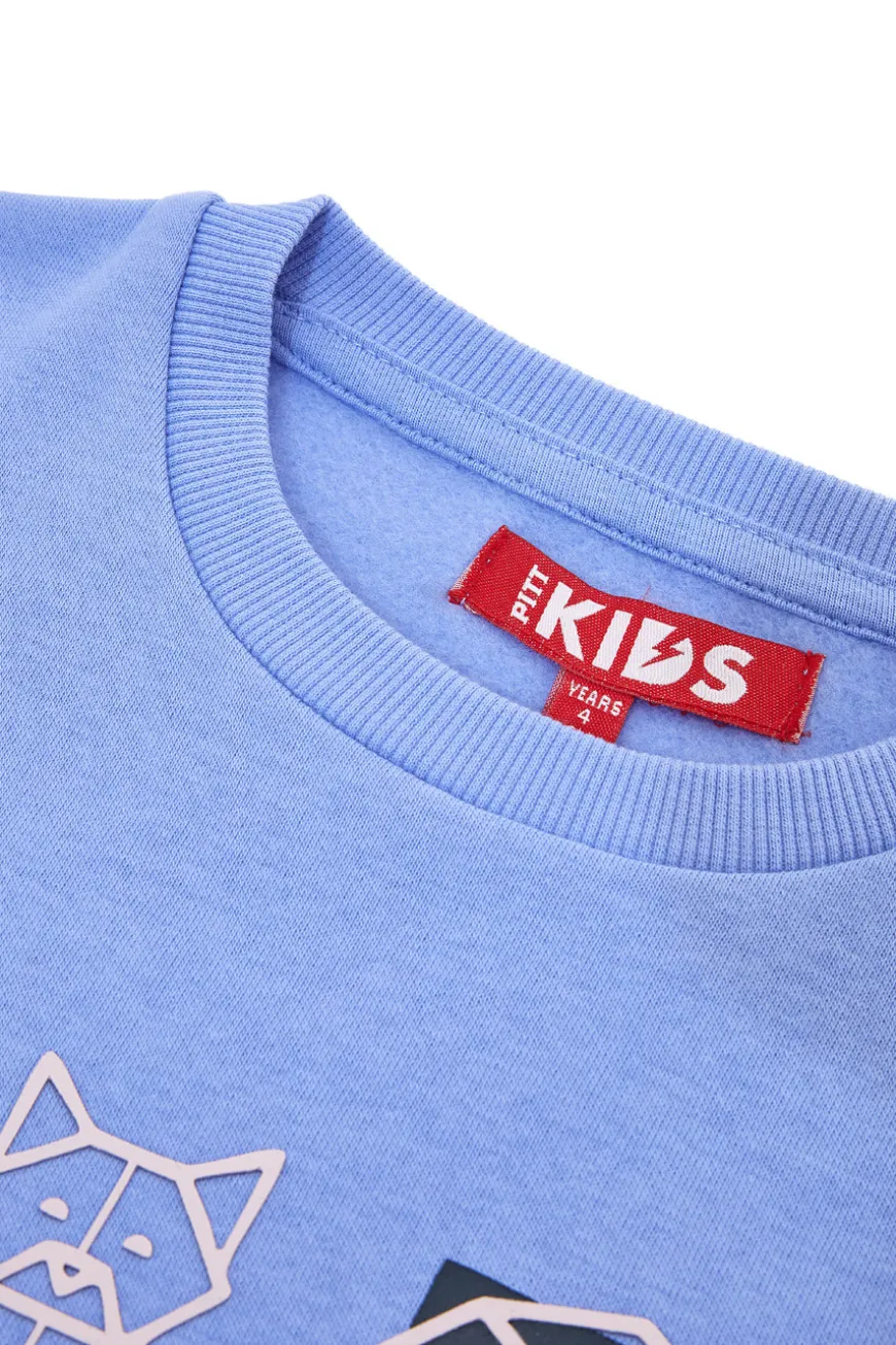 Felpa azzurra con stampa origami Pitt Kids PT-KF-8013