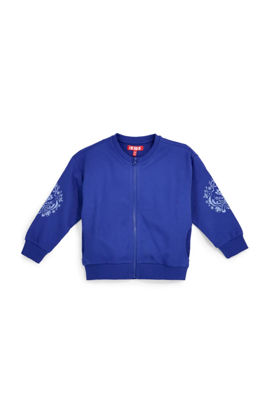 Felpa blu con zip e stampa decorativa Pitt kids PT-G-F-9017