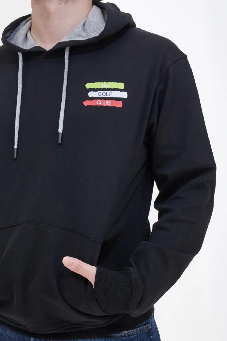 Felpa con Cappuccio Nera Us Golf Club 1255