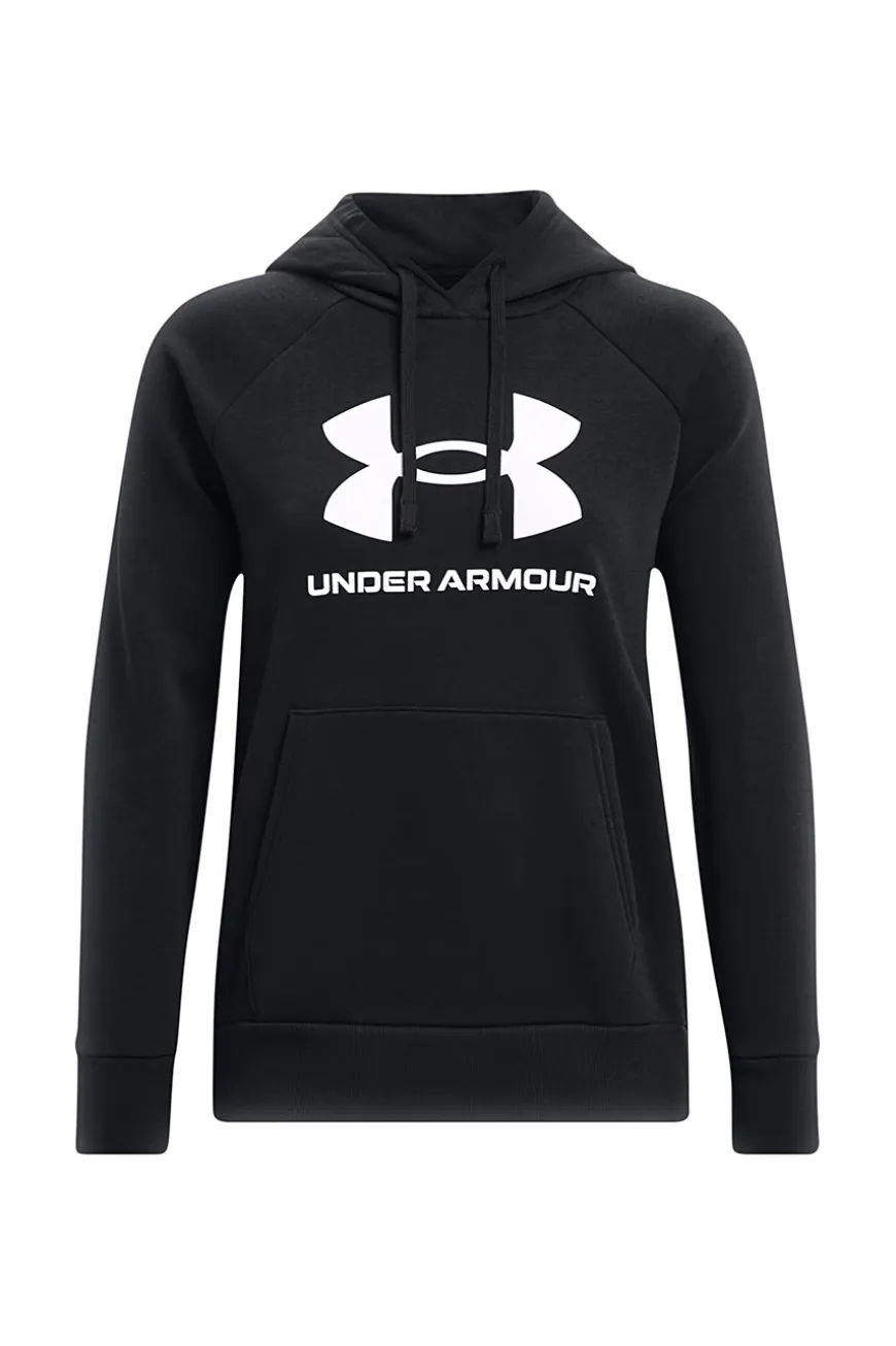 Felpa Nera Girocollo Con Cappuccio Under Armour Rival Fleece Big Logo