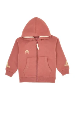 Felpa rosa con cappuccio felpata e stampa in rilievo Pitt Kids PT-KF-8019