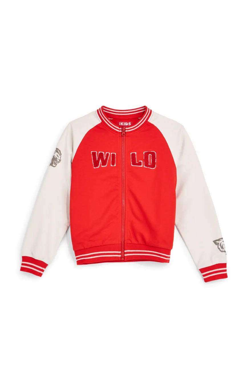 Felpa rossa con zip e stampa leoni Pitt kids PT-B-F-9019