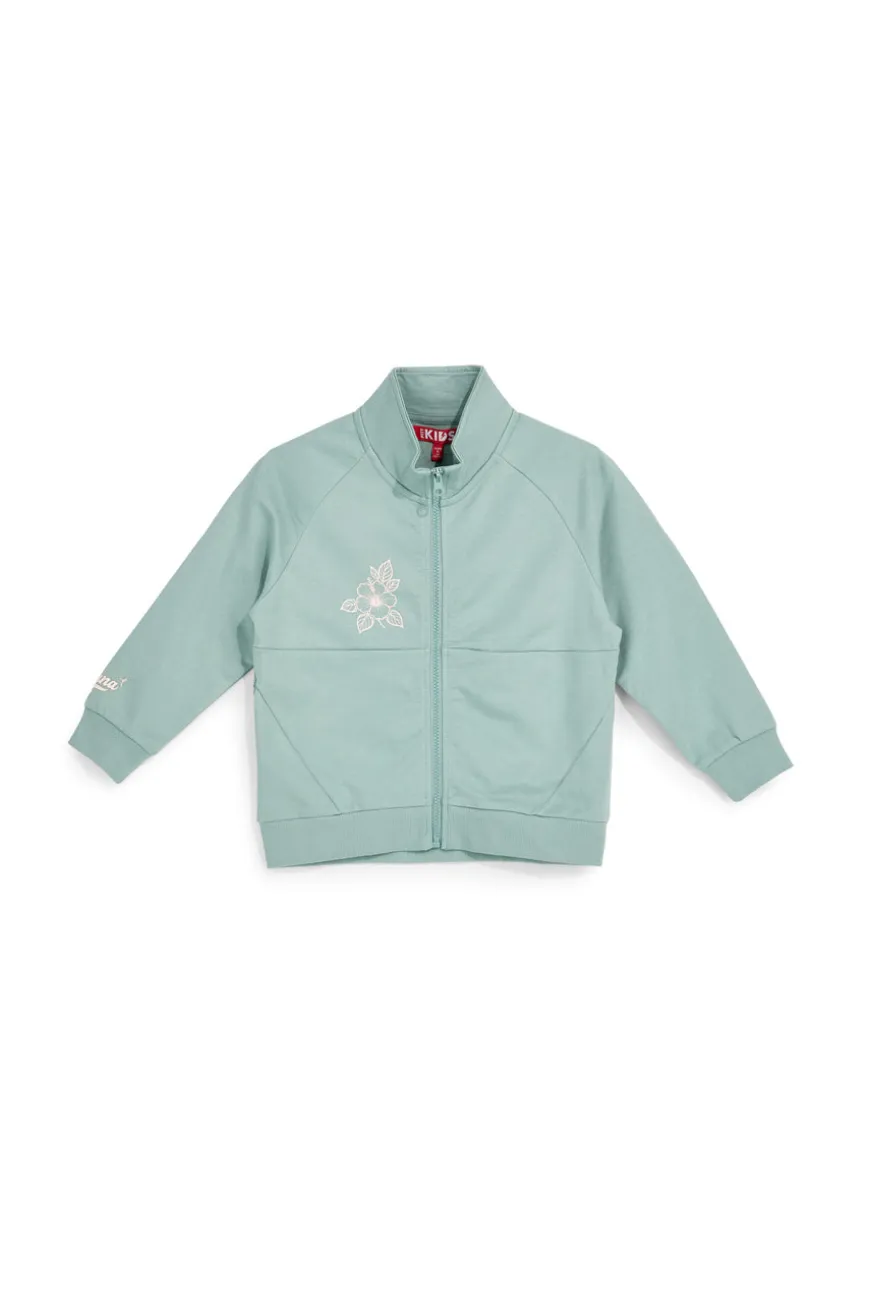 Felpa verde con zip e stampa floreale Pitt kids PT-G-F-9006