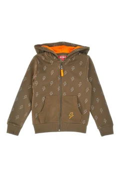 Felpa Verde e Arancio con Cappuccio e Cerniera Centrale PITT KIDS 6025