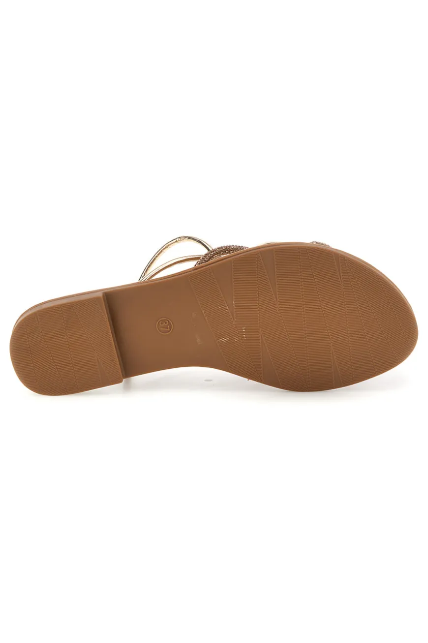 Flache Sandalen aus Platin mit Strasssteinen Mon dieu PRE9350